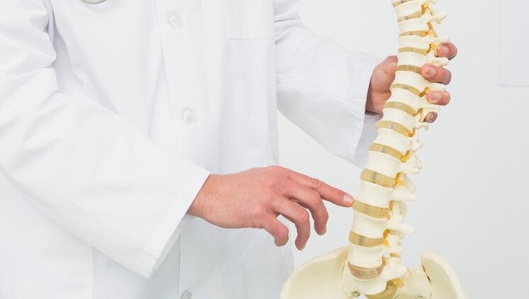 lekarz demonstruje proces rozwoju osteochondrozy